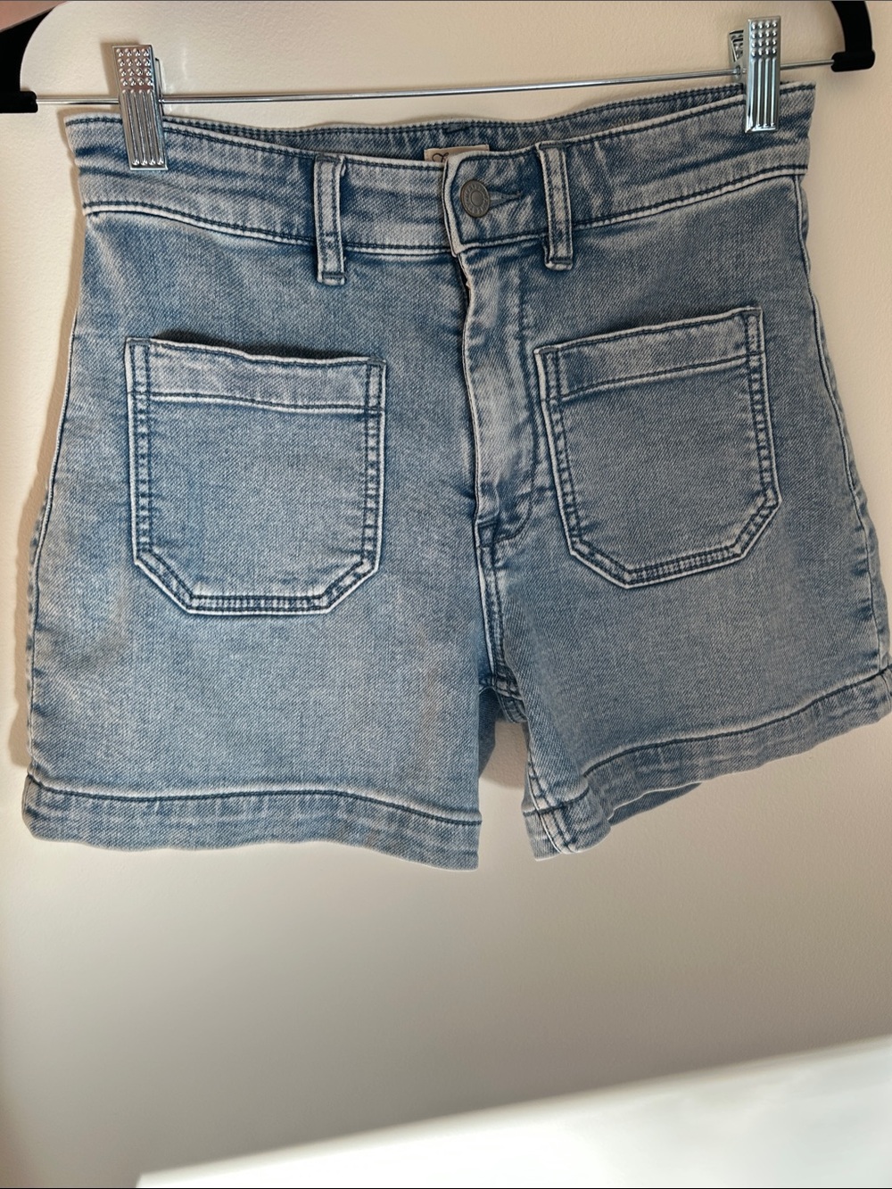 Faherty Stretch Terry Short - High-Waisted Light Wash Denim Shorts